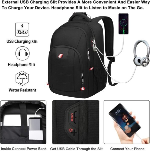 Della Gao Travel Laptop Backpack, Black Backpack f... - Image 4