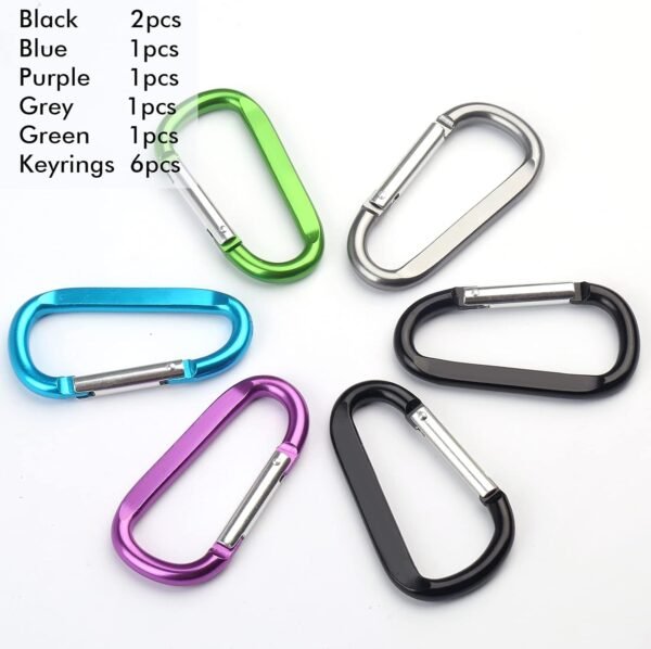 6PCS Black Carabiner Caribeaner Clip,3" Large Alum... - Image 6
