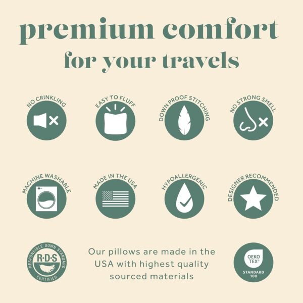 Goose Down Travel Pillow - Filled with 800 Fill Po... - Image 7