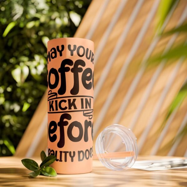 Coffee Kick-In Skinny Tumbler, 20oz | Motivational Drinkware for Daily Boost, Gifts for Coffee Lovers, Travel Mug, Unique Drink [...] - Image 3
