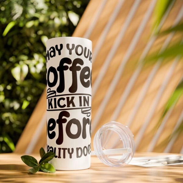 Coffee Kick-In Skinny Tumbler, 20oz | Motivational Drinkware for Daily Boost, Gifts for Coffee Lovers, Travel Mug, Unique Drink [...] - Image 8