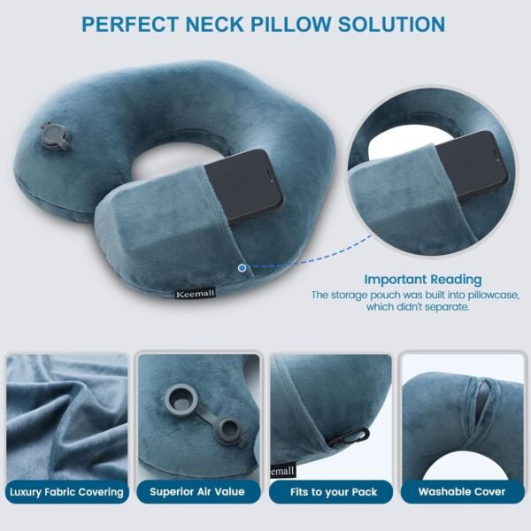 Inflatable Travel Neck Pillow for Airplane Train C... - Image 4