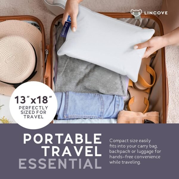 Lincove Canadian Down Feather Travel Pillow Pack o... - Image 5