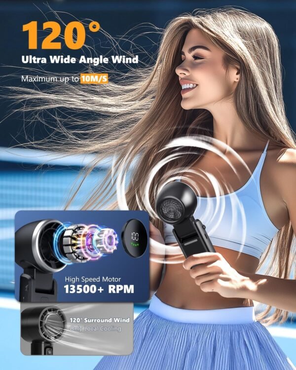 Portable Handheld Turbo Fan, Stepless 100 Gear Win... - Image 4