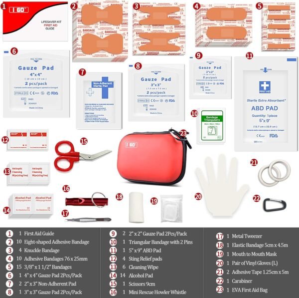 I GO 85 Pieces Hard Shell Mini Compact First Aid K... - Image 5