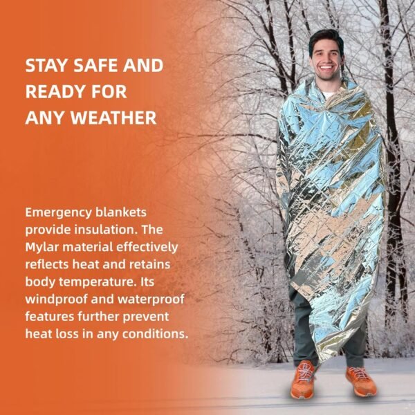 6 Pack Emergency Thermal Blanket Survival, 84” x 6... - Image 4