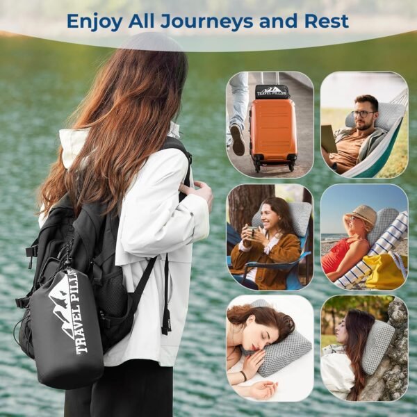 Travel Pillow Memory Foam Pillows, Ergonomic Wave ... - Image 7