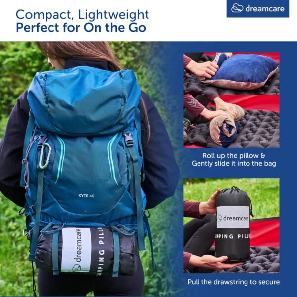 DREAMCARE Camping Pillow, Memory Foam Travel Pillo... - Image 7