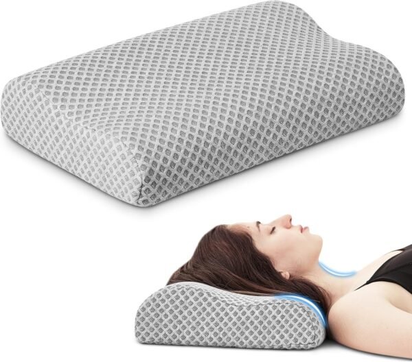 Travel Pillow Memory Foam Pillows, Ergonomic Wave ... - Image 2