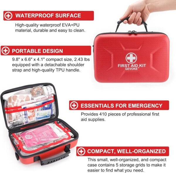 410 Piece Waterproof Hard Shell First Aid Kit for ... - Image 4