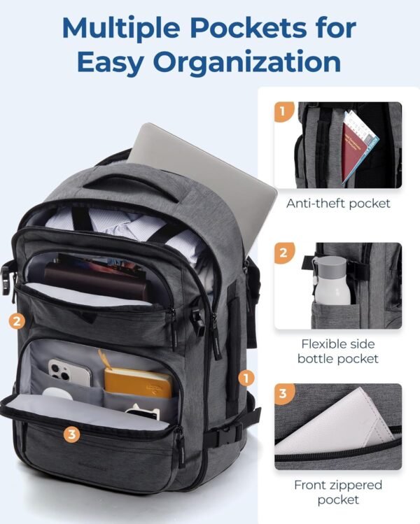 BAGSMART Travel Backpack for Women Men, 40L Flight... - Image 6