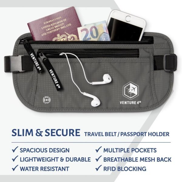 VENTURE 4TH Travel Money Belt - Slim Passport Hold... - Image 4