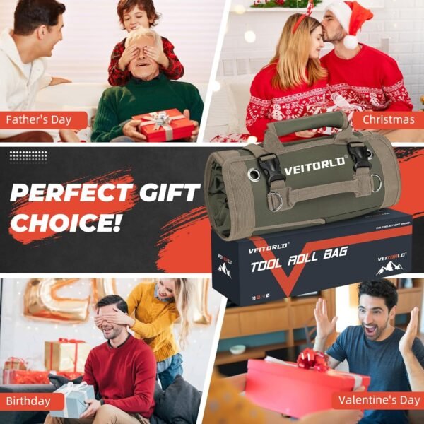 Veitorld Tool Roll Up Bag, Gifts for Men Dad Husba... - Image 8