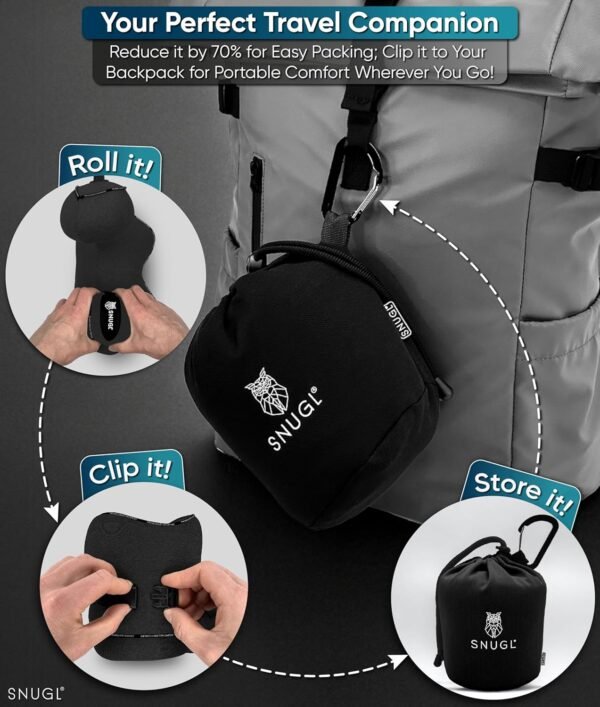 SNUGL Travel Pillow – Memory Foam Pillows - Neck P... - Image 7