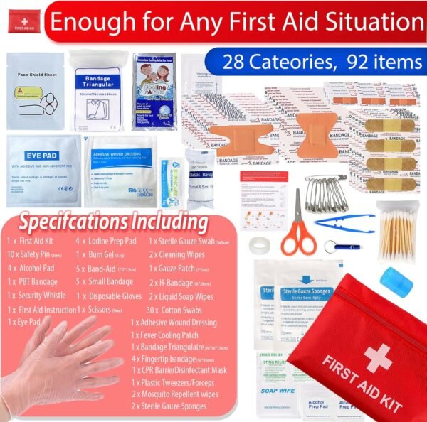 First Aid Kit - 92 Piece Mini Emergency Kits for C... - Image 4