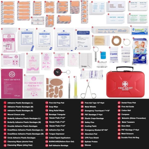 410 Piece Waterproof Hard Shell First Aid Kit for ... - Image 3