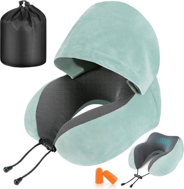 Travel Pillow, Neck Pillow for Travel with Hood fo... - Image 2