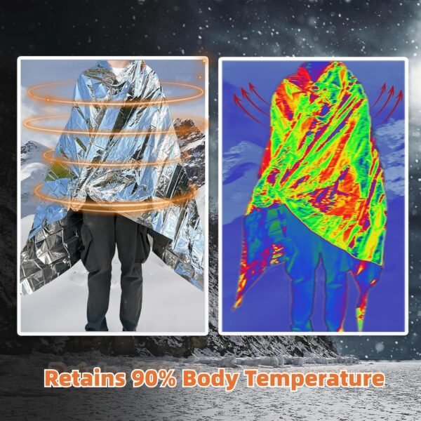 6 Pack Emergency Thermal Blanket Survival, 84” x 6... - Image 6