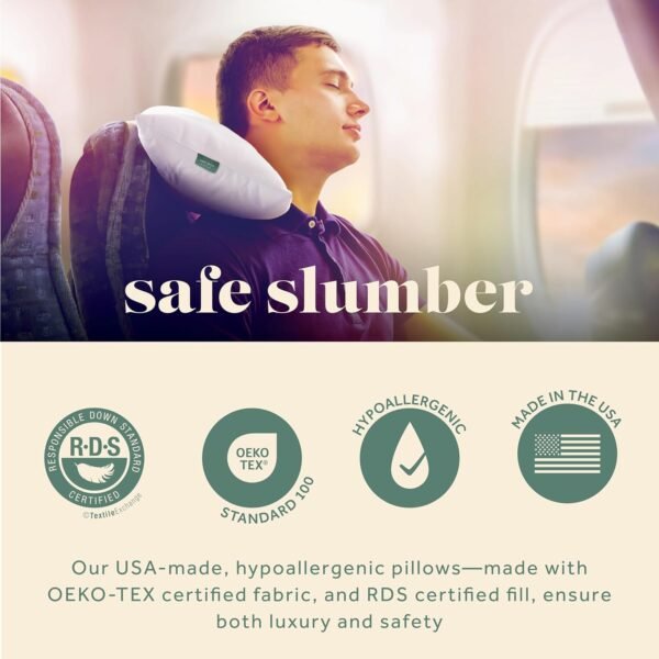 Goose Down Travel Pillow - Filled with 800 Fill Po... - Image 5