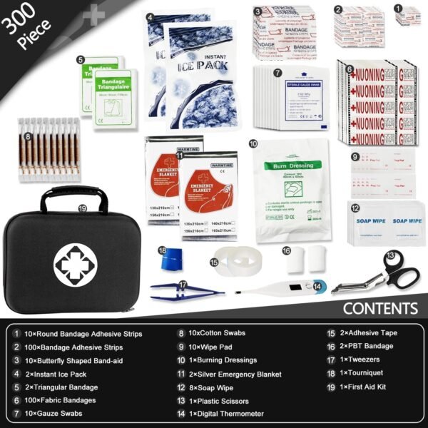 300PCS Home First Aid Kit for Hiking Car Travel Em... - Image 3