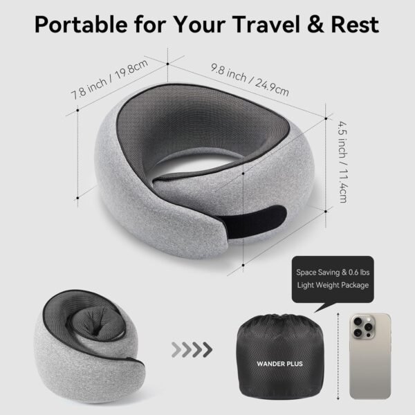 WANDER PLUS® Travel Pillow, 100% Pure Memory Foam ... - Image 5