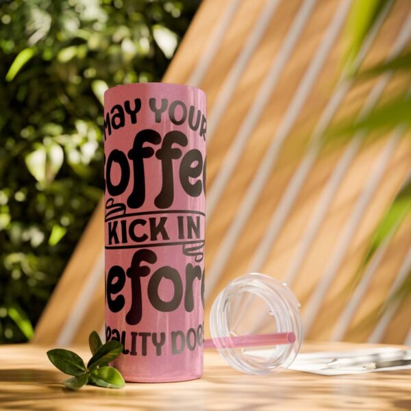 Coffee Kick-In Skinny Tumbler, 20oz | Motivational Drinkware for Daily Boost, Gifts for Coffee Lovers, Travel Mug, Unique Drink [...] - Image 18