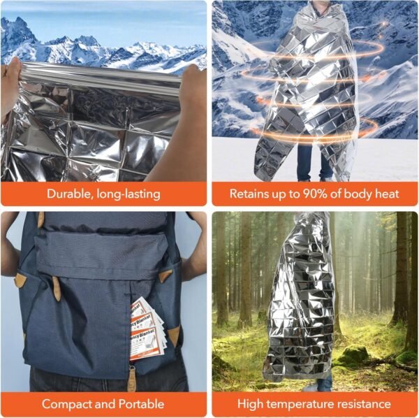 6 Pack Emergency Mylar Blanket, Emergency Blanket ... - Image 7