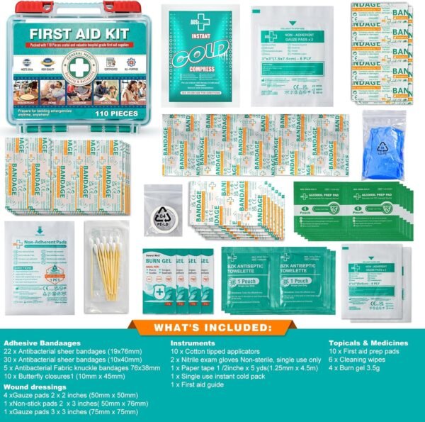 General Medi 110 Pieces Small First Aid Kit - Hard... - Image 3
