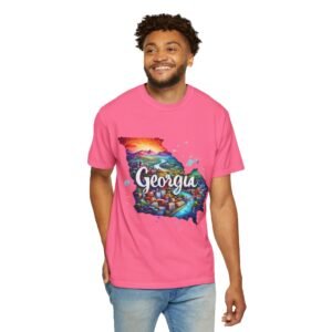 Georgia State Art T-Shirt, Unisex Tee, Gift for Georgians, Travel Souvenir, Casual Wear, Vintage Vibe, Summer Style