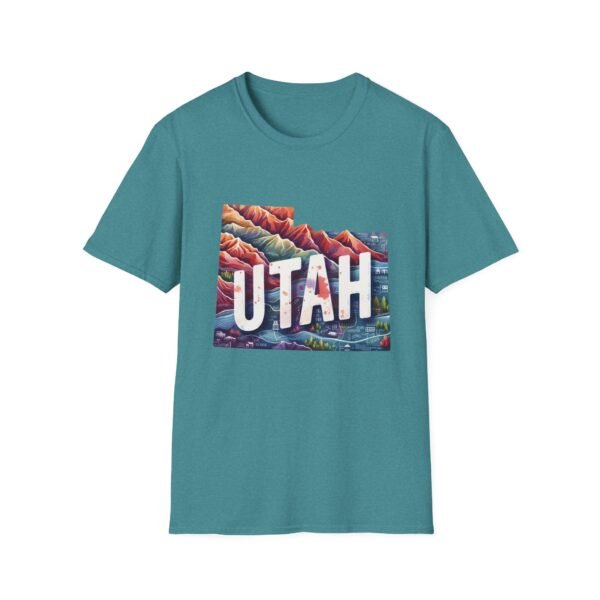 Utah Adventure T-Shirt, Unisex Softstyle Tee, Vintage Nature Shirt, Travel Gift, Summer Attire, Outdoor Lover Apparel - Image 2