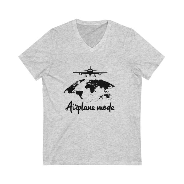 Airplane Mode V-Neck Tee, Travel Shirt, Aviation T-Shirt, Vacation Wear, Adventure Top, Gift for Travelers - Image 3