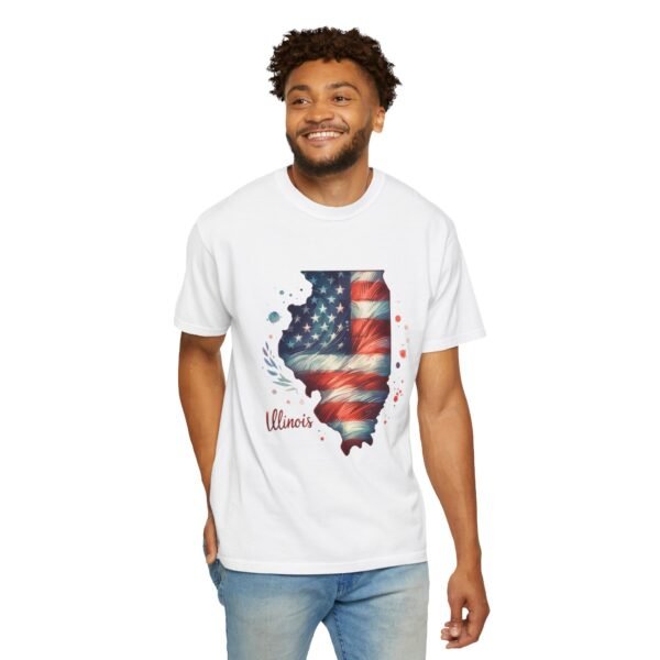 Illinois Flag Unisex T-Shirt, Independence Day Outfit, Patriotic Apparel, Americana Style, Gift for Illinois Residents - Image 12