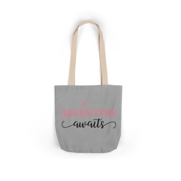 Adventure Awaits Canvas Tote Bag with 5-Color Straps, Reusable Shopping Bag, Beach Tote, Travel Bag, Gift for Adventurers, Eco-Friendly Tote - Image 2
