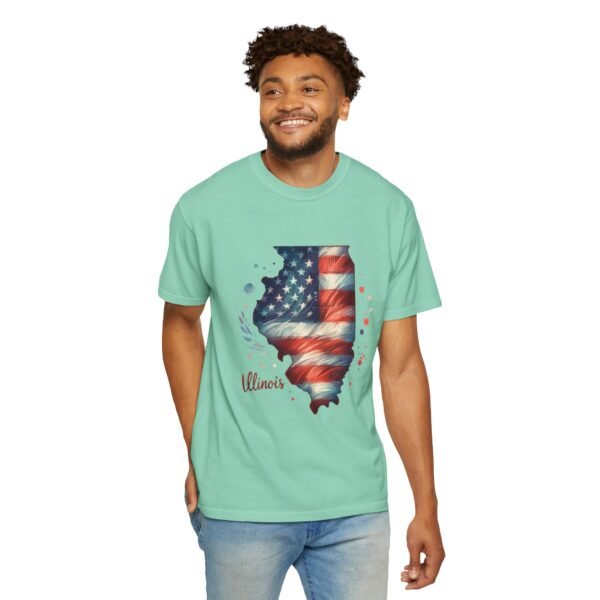 Illinois Flag Unisex T-Shirt, Independence Day Outfit, Patriotic Apparel, Americana Style, Gift for Illinois Residents - Image 42