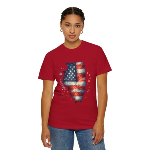 Illinois Flag Unisex T-Shirt, Independence Day Outfit, Patriotic Apparel, Americana Style, Gift for Illinois Residents - Image 88