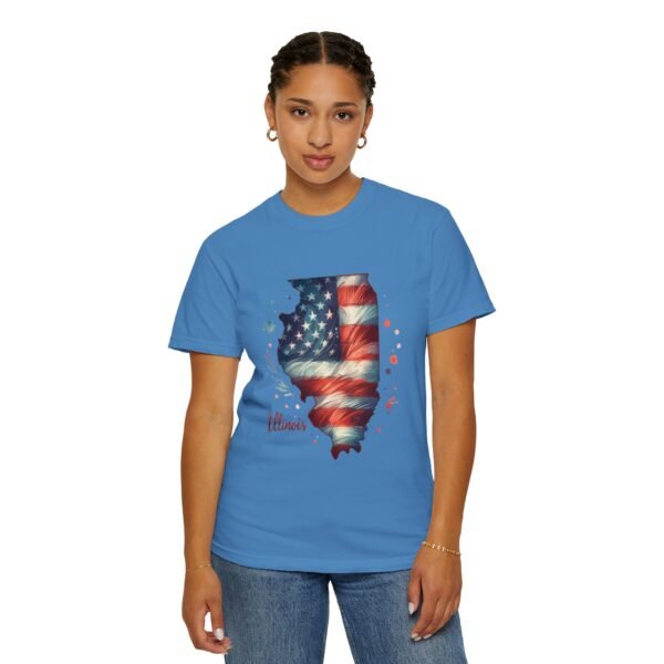 Illinois Flag Unisex T-Shirt, Independence Day Outfit, Patriotic Apparel, Americana Style, Gift for Illinois Residents - Image 58