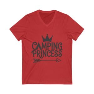 Camping Princess Unisex V-Neck Tee – Adventure Shirt, Gift for Camp Lovers, Summer Outfit, Outdoor Fun, Nature Enthusiast Clothing
