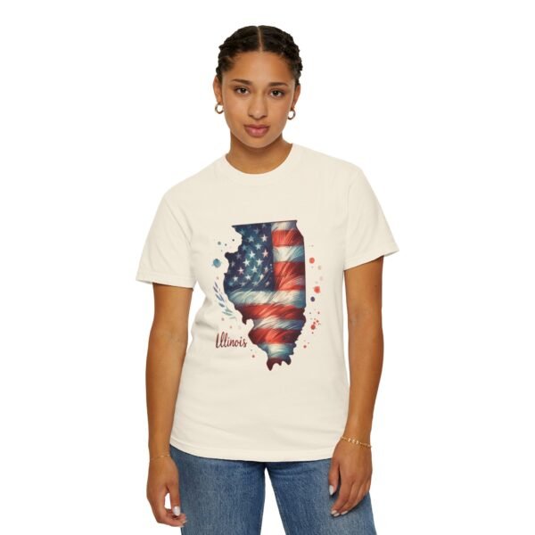 Illinois Flag Unisex T-Shirt, Independence Day Outfit, Patriotic Apparel, Americana Style, Gift for Illinois Residents - Image 16