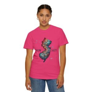 New Jersey Map T-Shirt, Garment-Dyed Tee, Travel Souvenir Shirt, NJ State Pride Apparel, Gift for New Jersey Lovers, Casual Wear