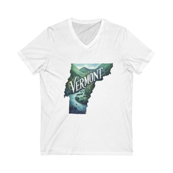 Vermont V-Neck Tee, Unisex Vermont Shirt, Nature Lover's Tee, Travel Souvenir Tee, Gift for Outdoor Enthusiasts - Image 3