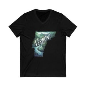 Vermont V-Neck Tee, Unisex Vermont Shirt, Nature Lover’s Tee, Travel Souvenir Tee, Gift for Outdoor Enthusiasts
