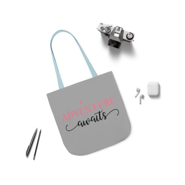 Adventure Awaits Canvas Tote Bag with 5-Color Straps, Reusable Shopping Bag, Beach Tote, Travel Bag, Gift for Adventurers, Eco-Friendly Tote - Image 14