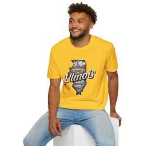 Illinois Vintage Graphic Tee, Softstyle Unisex T-Shirt, Gift for Travelers, State Pride Apparel, Summer Wardrobe Essential, Birthday Gift