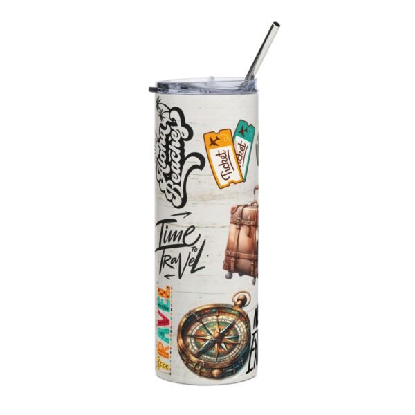 Adventurous Travel Tumbler - 20oz Stainless Steel, Explore, Travel Mug, Gift for Travelers, Vacation Accessories, Road Trip Essentials - Image 2