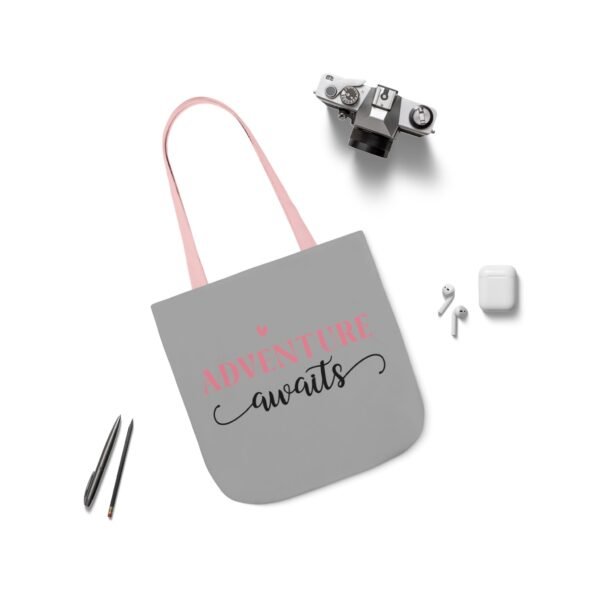 Adventure Awaits Canvas Tote Bag with 5-Color Straps, Reusable Shopping Bag, Beach Tote, Travel Bag, Gift for Adventurers, Eco-Friendly Tote - Image 19