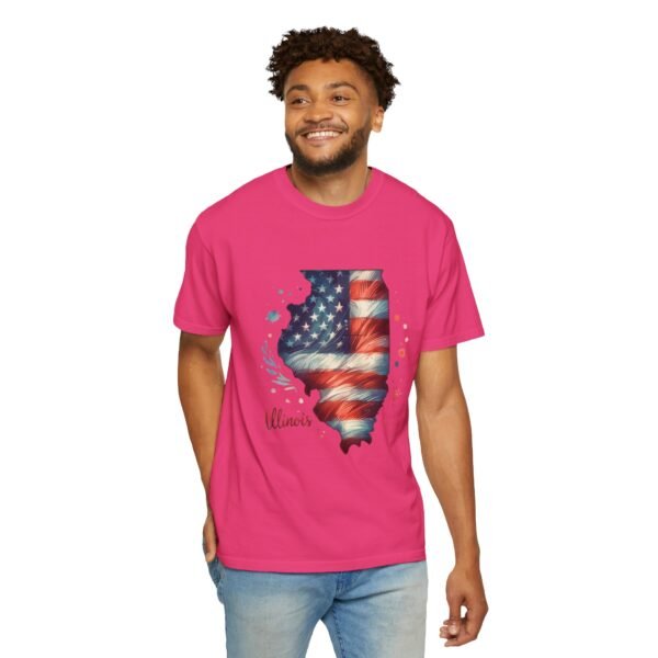 Illinois Flag Unisex T-Shirt, Independence Day Outfit, Patriotic Apparel, Americana Style, Gift for Illinois Residents - Image 84