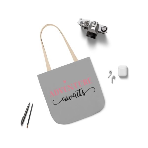 Adventure Awaits Canvas Tote Bag with 5-Color Straps, Reusable Shopping Bag, Beach Tote, Travel Bag, Gift for Adventurers, Eco-Friendly Tote - Image 4