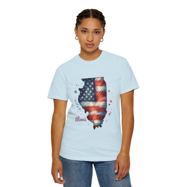 Illinois Flag Unisex T-Shirt, Independence Day Outfit, Patriotic Apparel, Americana Style, Gift for Illinois Residents - Image 5
