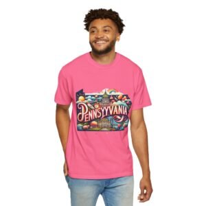 Colorful Pennsylvania Graphic T-Shirt, Vintage Style Tee, Unisex Casual Wear, Gift for Travelers, Summer Fashion