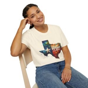 Texas Galaxy Unisex Softstyle T-Shirt, Gift for Texas Fans, Casual Wear, State Pride Shirt, Summer Outfit, Birthday Gift